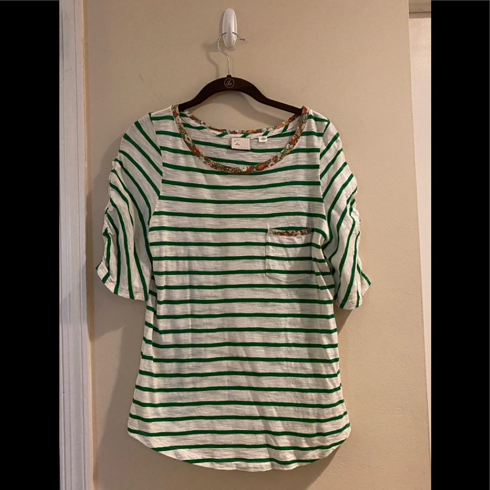 Anthropologie PostCard Striped/Floral Top